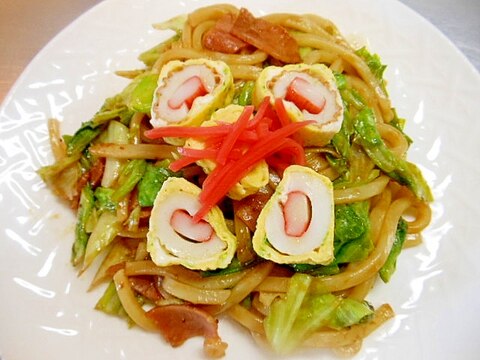 こどもうけする～♪お花が咲いた焼うどん